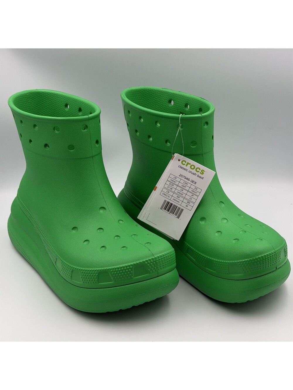 Crocs Classic Crush Boot Men's M5 / Women's W7 Bright Green Waterproof Slip-On - Picture 2 of 8